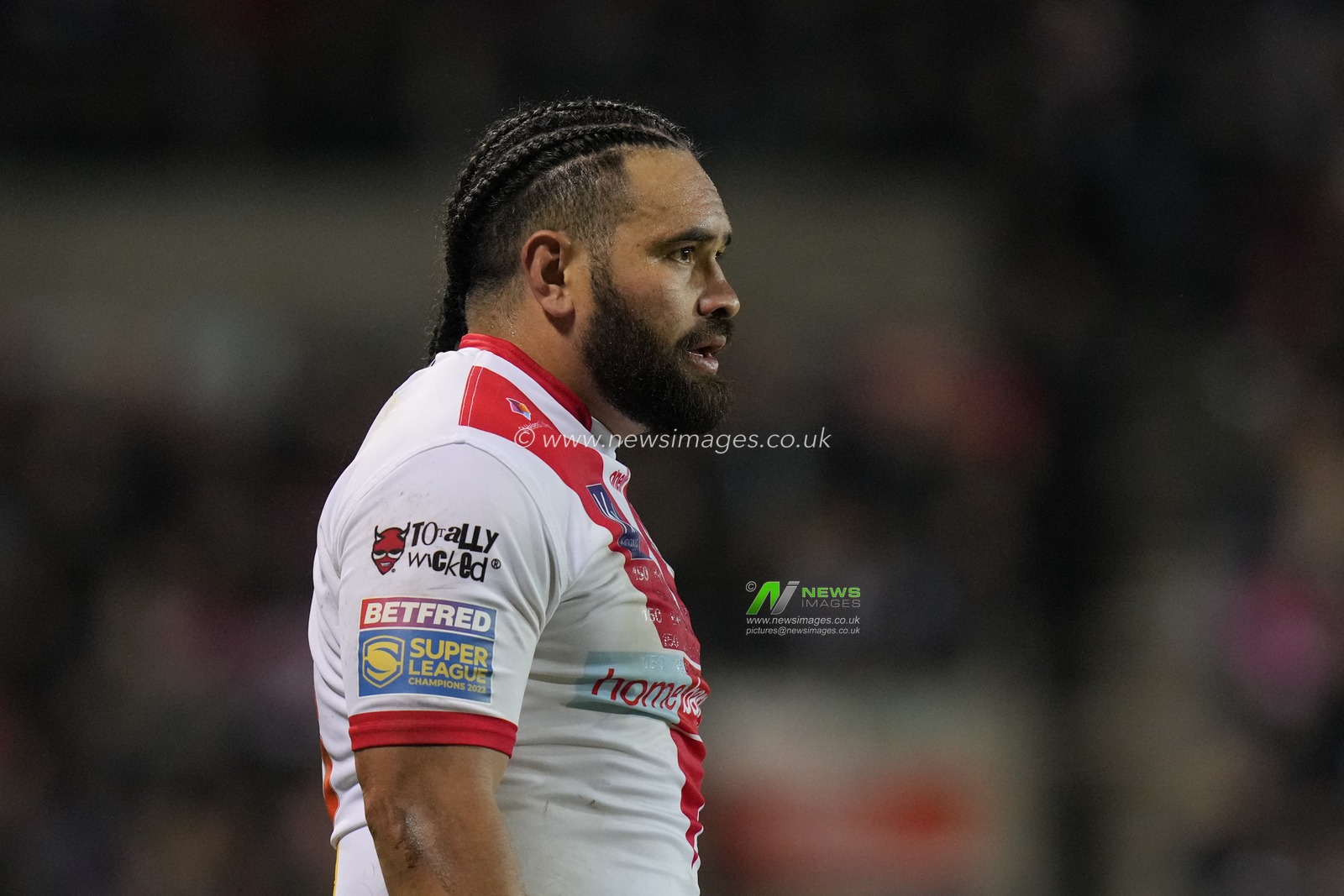 Konrad Hurrell #23 of St. Helens during the Betfred Super League Round 3 match St Helens vs Leeds Rhinos at Totally Wicked Stadium, St Helens, United Kingdom, 3rd March 2023

(Photo by Steve Flynn/News Images)