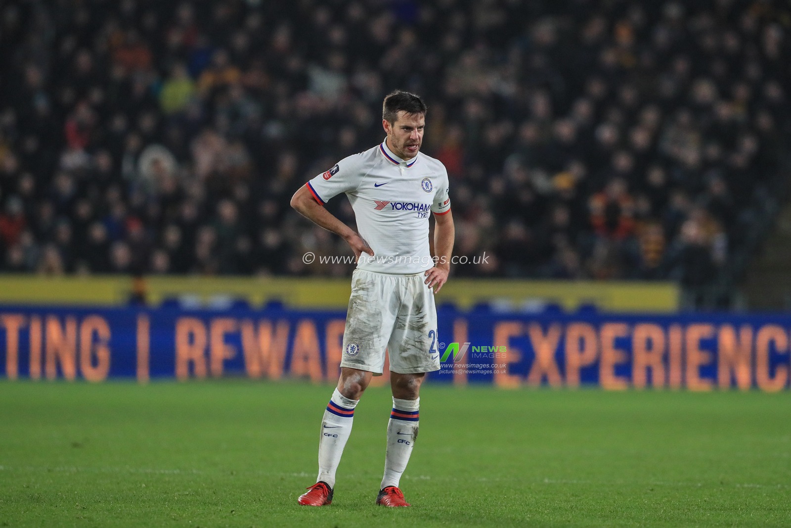 25th January 2020, KC Stadium, Kingston upon Hull, England; Emirates FA Cup, Hull City v Chelsea :Cesar Azpilicueta (28) of Chelsea during the game