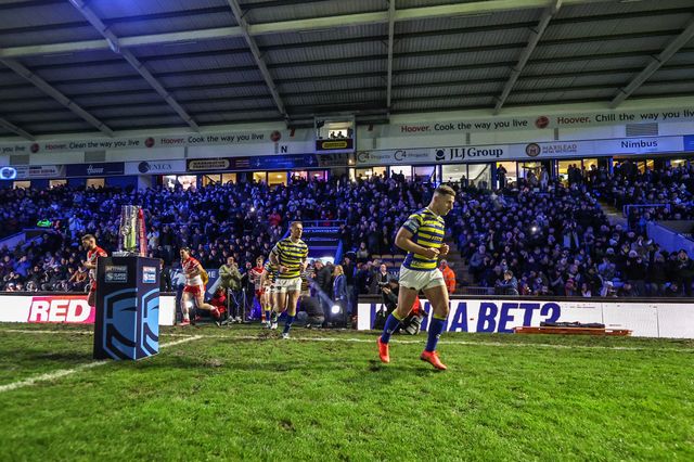 George Williams of Warrington Wolves leas his team out for  the first game of the season during the Betfred Super League Round 1 match Warrington Wolves vs St Helens at The Halliwell Jones Stadium, Warrington, United Kingdom on 13 February 2026

(Photo by Alfie Cosgrove/News Images)