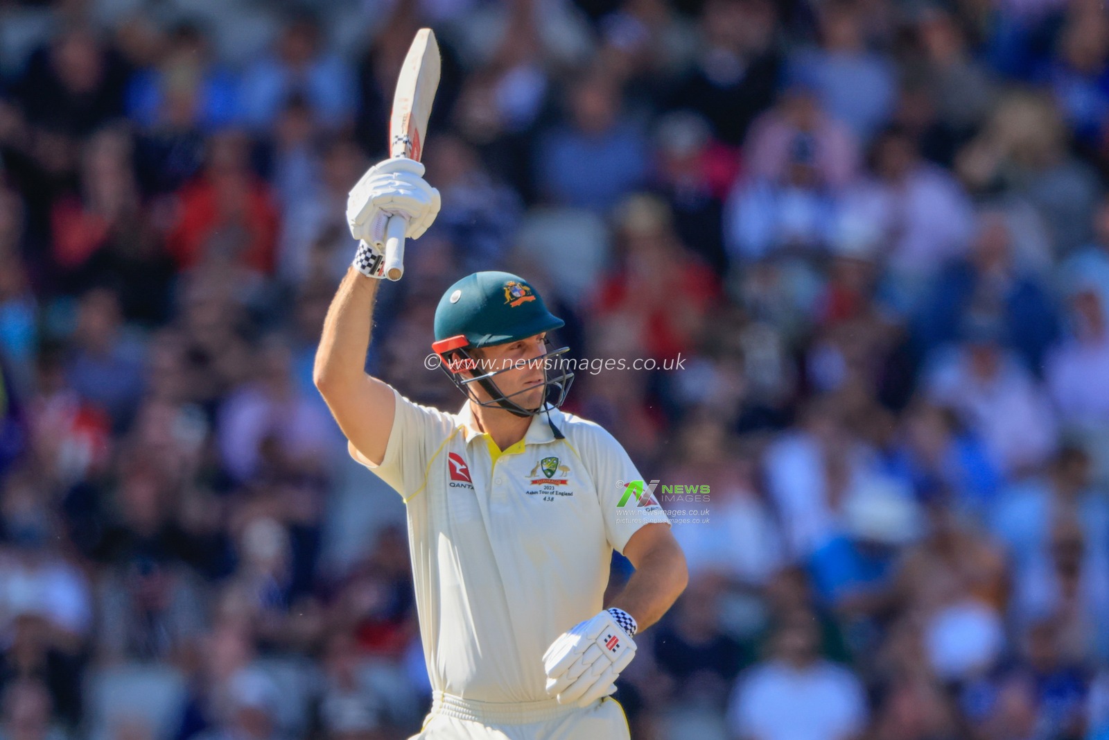 Mitchell Marsh of Australia celebrates a half century (50 runs) during the LV= Insurance Ashes Fourth Test Series Day One England vs Australia at Old Trafford, Manchester, United Kingdom, 19th July 2023

(Photo by Conor Molloy/News Images)