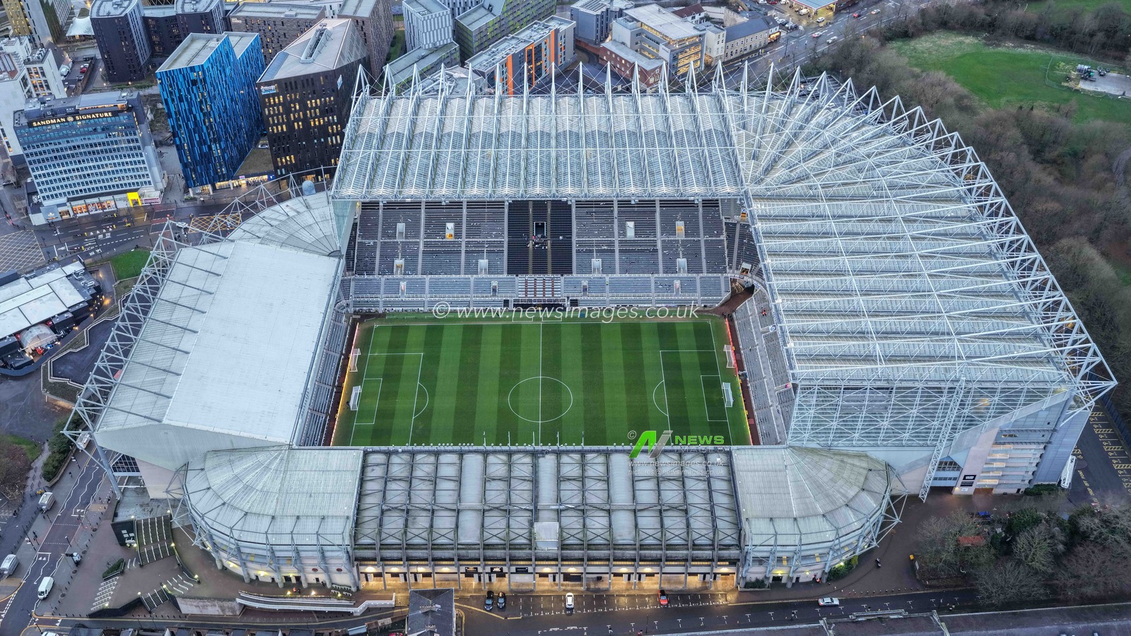 An aerial view of St James’ Park during the Premier League match Newcastle United vs Leeds United at St. James's Park, Newcastle, United Kingdom, 7th January 2026

(Photo by Mark Cosgrove/News Images)

*** GER AUT SUI OUT ***