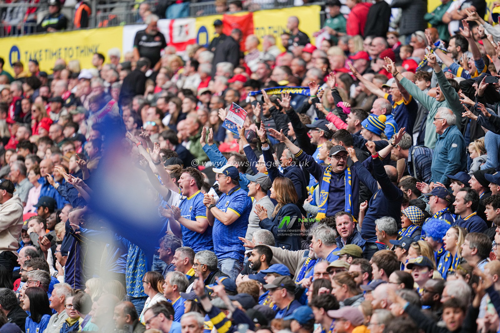 Wimbledon fans during the Sky Bet League 2 Playoff Final match AFC Wimbledon vs Walsall at Wembley Stadium, London, United Kingdom, 26th May 2025

(Photo by Harvey Murphy/News Images)