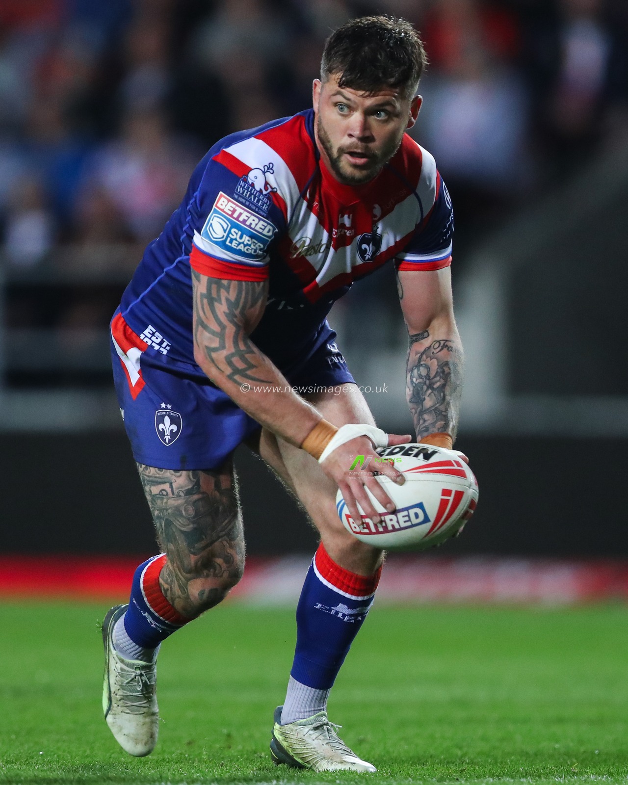 Liam Hood of Wakefield Trinity in action during the Betfred Super League  Round 7 match St Helens vs Wakefield Trinity at Totally Wicked Stadium, St Helens, United Kingdom, 11th April 2025

(Photo by Gareth Evans/News Images)