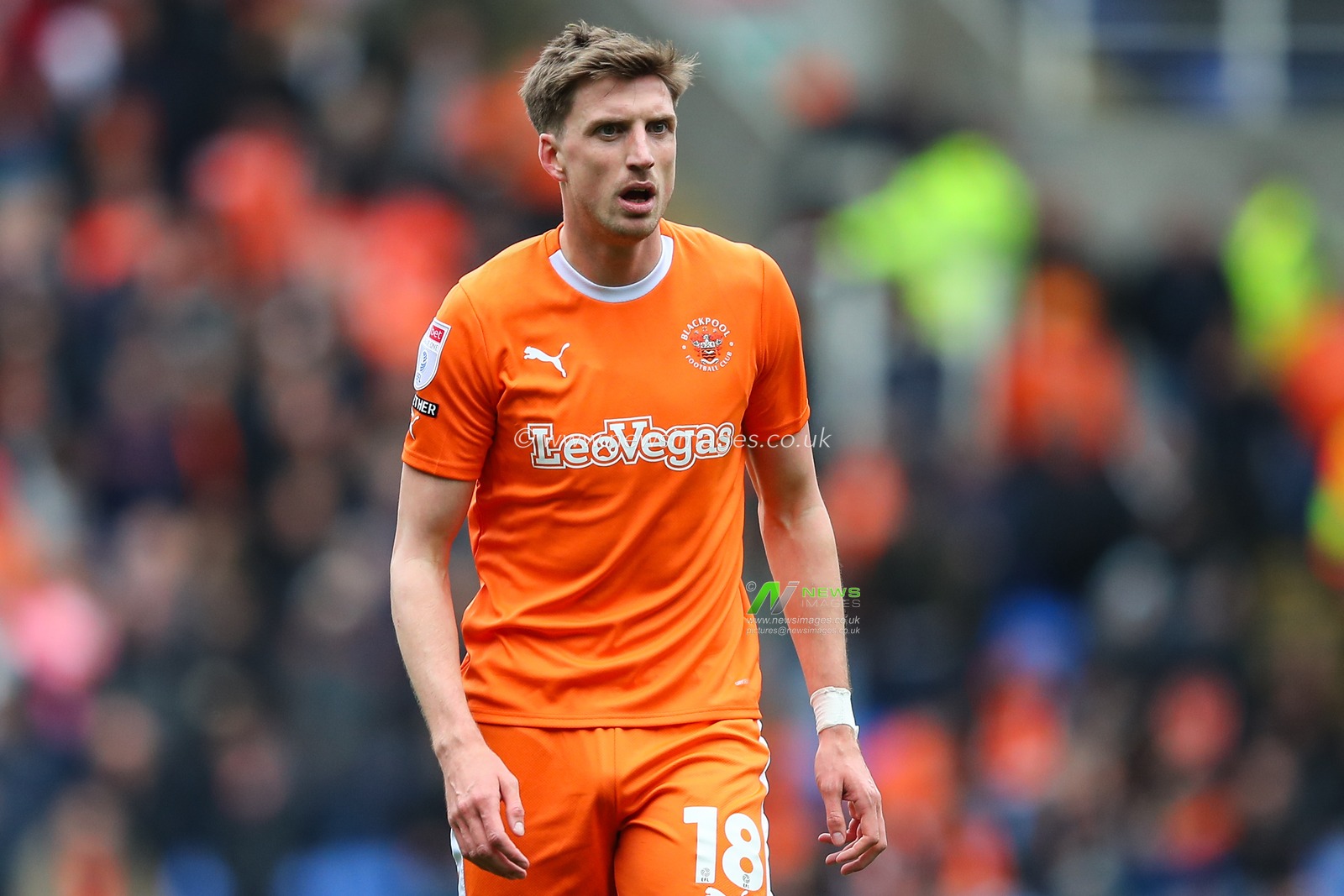Jake Beesley of Blackpool during the Sky Bet League 1 match Reading vs Blackpool at Select Car Leasing Stadium, Reading, United Kingdom, 27th April 2024

(Photo by Gareth Evans/News Images)