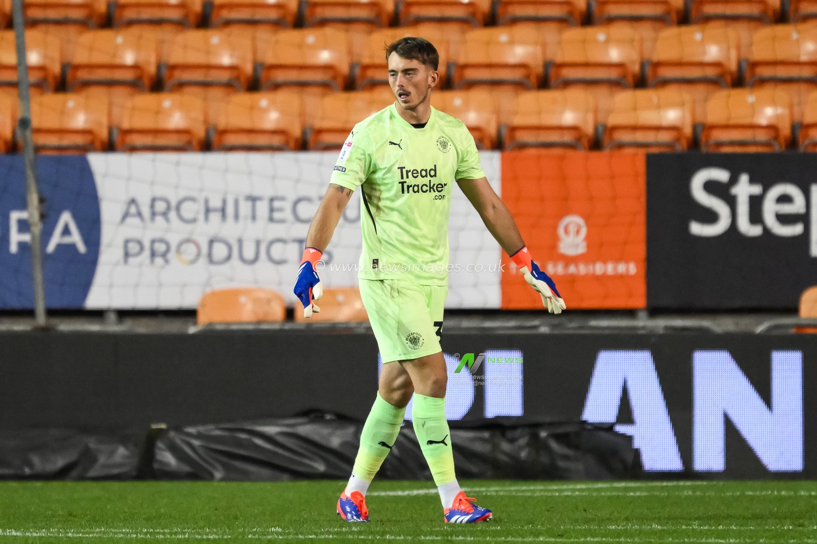 Harry Tyrer of Blackpool during the Bristol Street Motors Trophy match Blackpool vs Crewe Alexandra at Bloomfield Road, Blackpool, United Kingdom, 3rd September 2024

(Photo by Craig Thomas/News Images)
