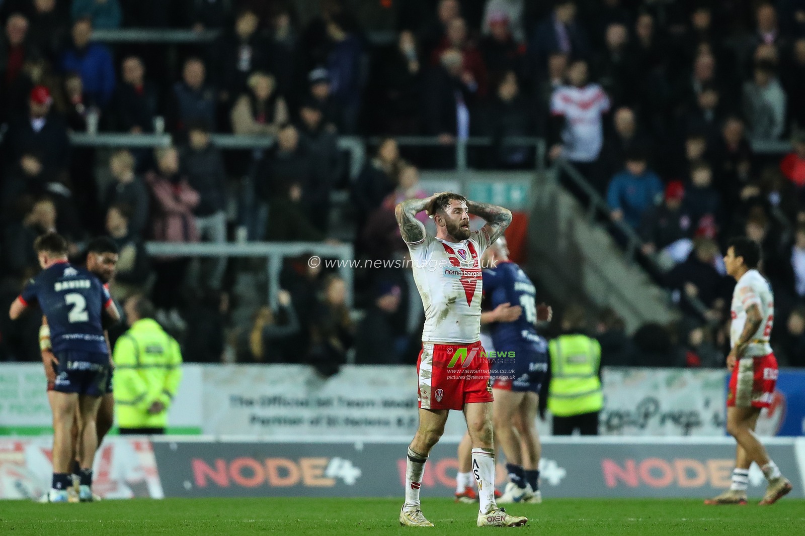 Daryl Clark of St. Helens reacts to his team's loss after the Betfred Super League Round 4 match St Helens vs Hull KR at Totally Wicked Stadium, St Helens, United Kingdom, 7th March 2025

(Photo by Gareth Evans/News Images)