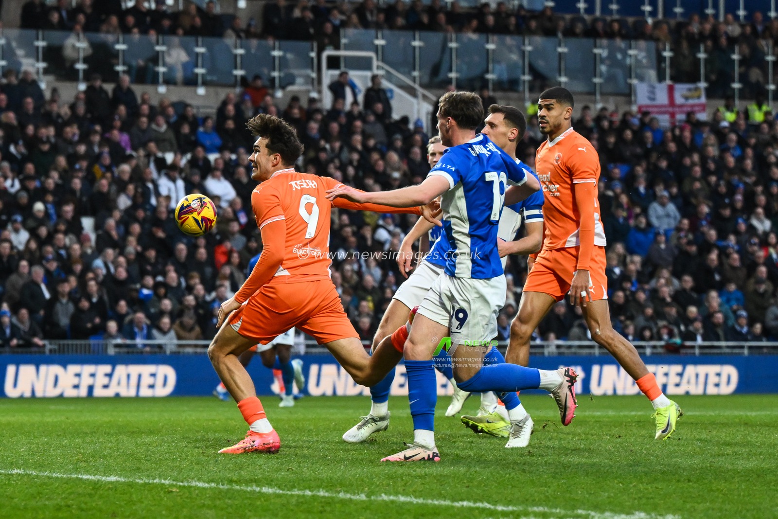 Kyle Joseph of Blackpool heads on goal during the Sky Bet League 1 match Birmingham City vs Blackpool at St. Andrew's @ Knighthead Park, Birmingham, United Kingdom, 29th December 2024

(Photo by Craig Thomas/News Images)
