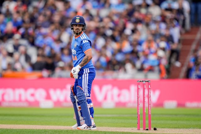 Ishan Kishan of India plays and misses during the Second Vitality T20 International match England vs India at Old Trafford, Manchester, United Kingdom on 04 July 2026

(Photo by Maynard Manyowa/News Images)