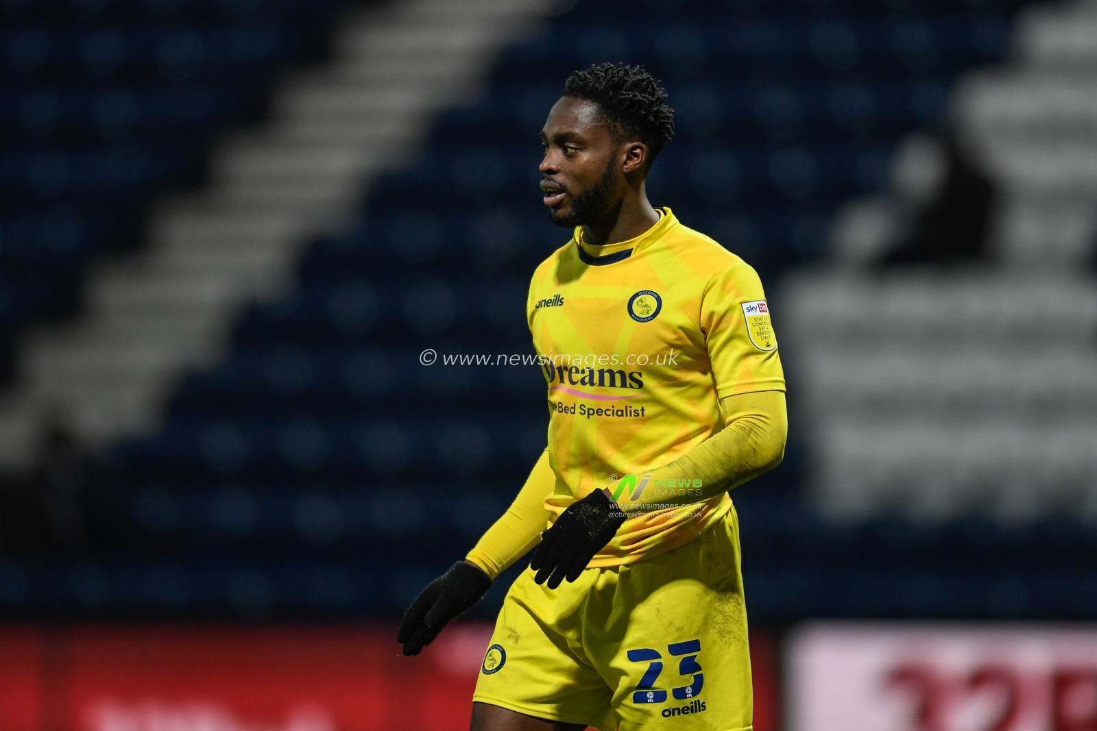 Fred Onyedinma #23 of Wycombe Wanderers in action during the game