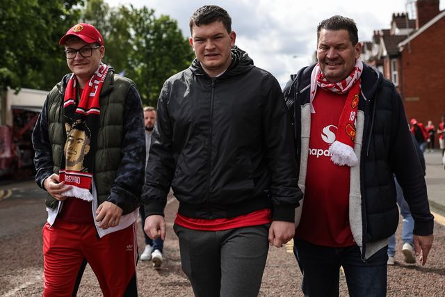 Manchester United fans make their way to the game during the Premier League match Manchester United vs Nottingham Forest at Old Trafford, Manchester, United Kingdom on 17 May 2026

(Photo by Mark Cosgrove/News Images)