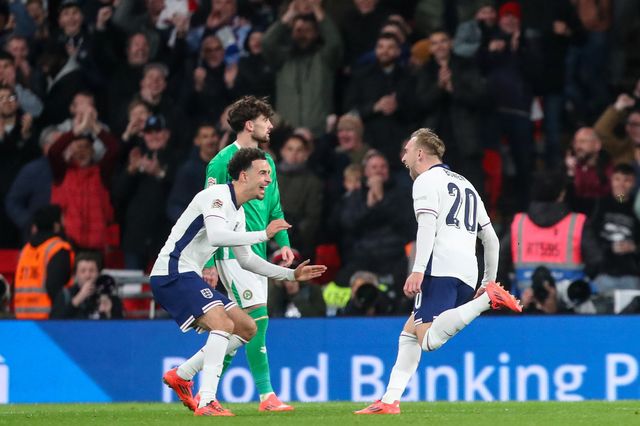Jarrod Bowen of England celebrates his goal to make it 4-0 during the UEFA Nations League, League B - Group 2 match England vs Republic of Ireland at Wembley Stadium, London, United Kingdom, 17th November 2024

(Photo by Gareth Evans/News Images)