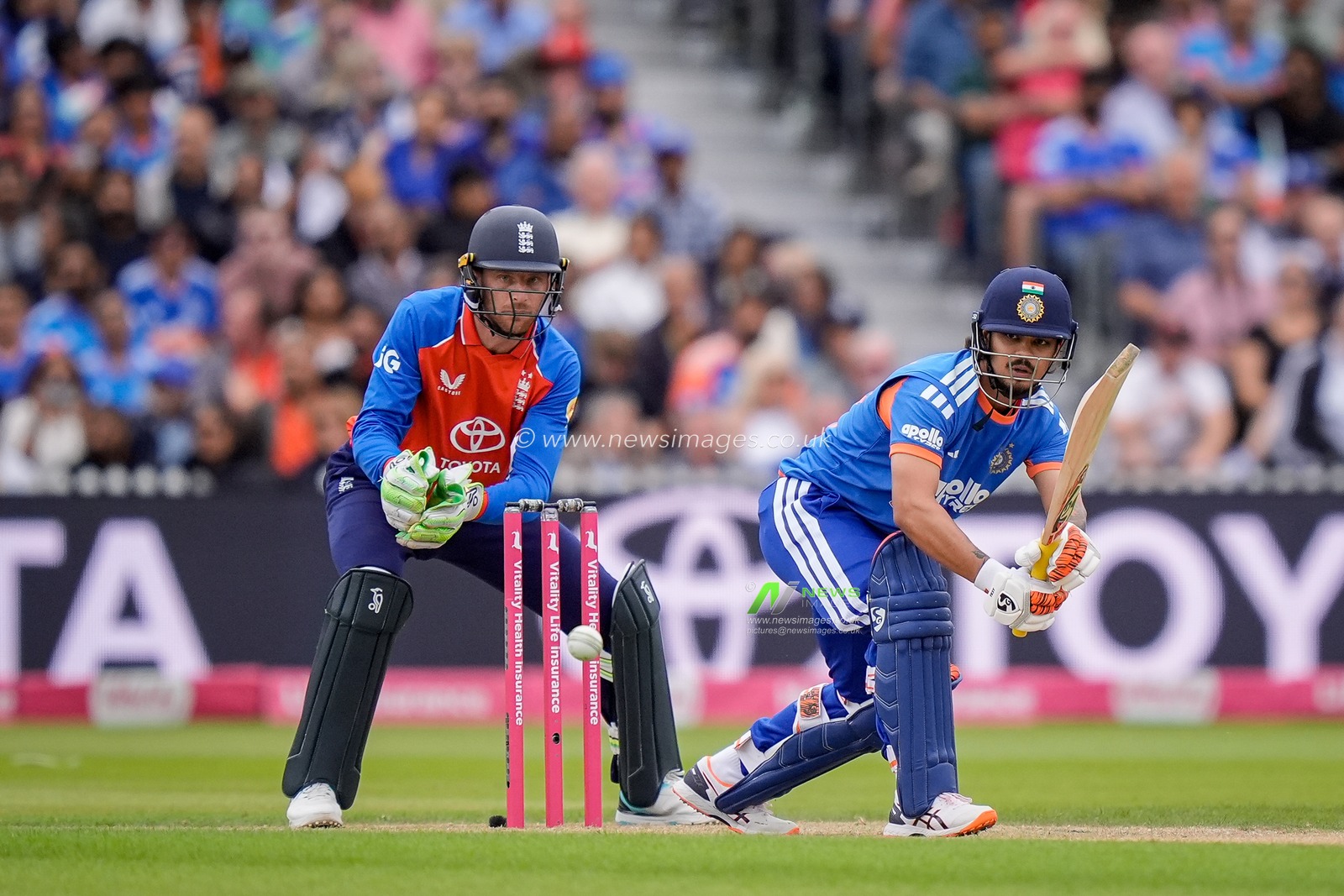 Ishan Kishan of India batting with Jos Buttler of England wicket keeper during the Second Vitality T20 International match England vs India at Old Trafford, Manchester, United Kingdom on 04 July 2026

(Photo by Maynard Manyowa/News Images)