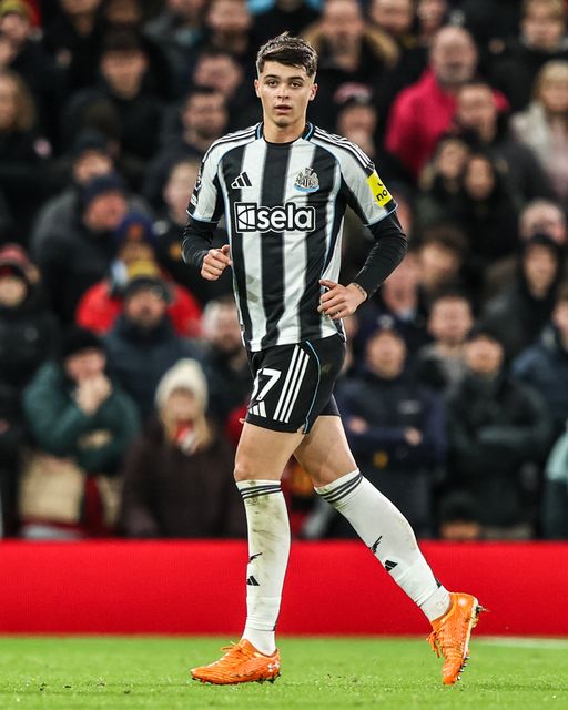 Lewis Miley of Newcastle United during the Premier League match Manchester United vs Newcastle United at Old Trafford, Manchester, United Kingdom, 26th December 2025

(Photo by Alfie Cosgrove/News Images)

*** GER AUT SUI OUT ***
