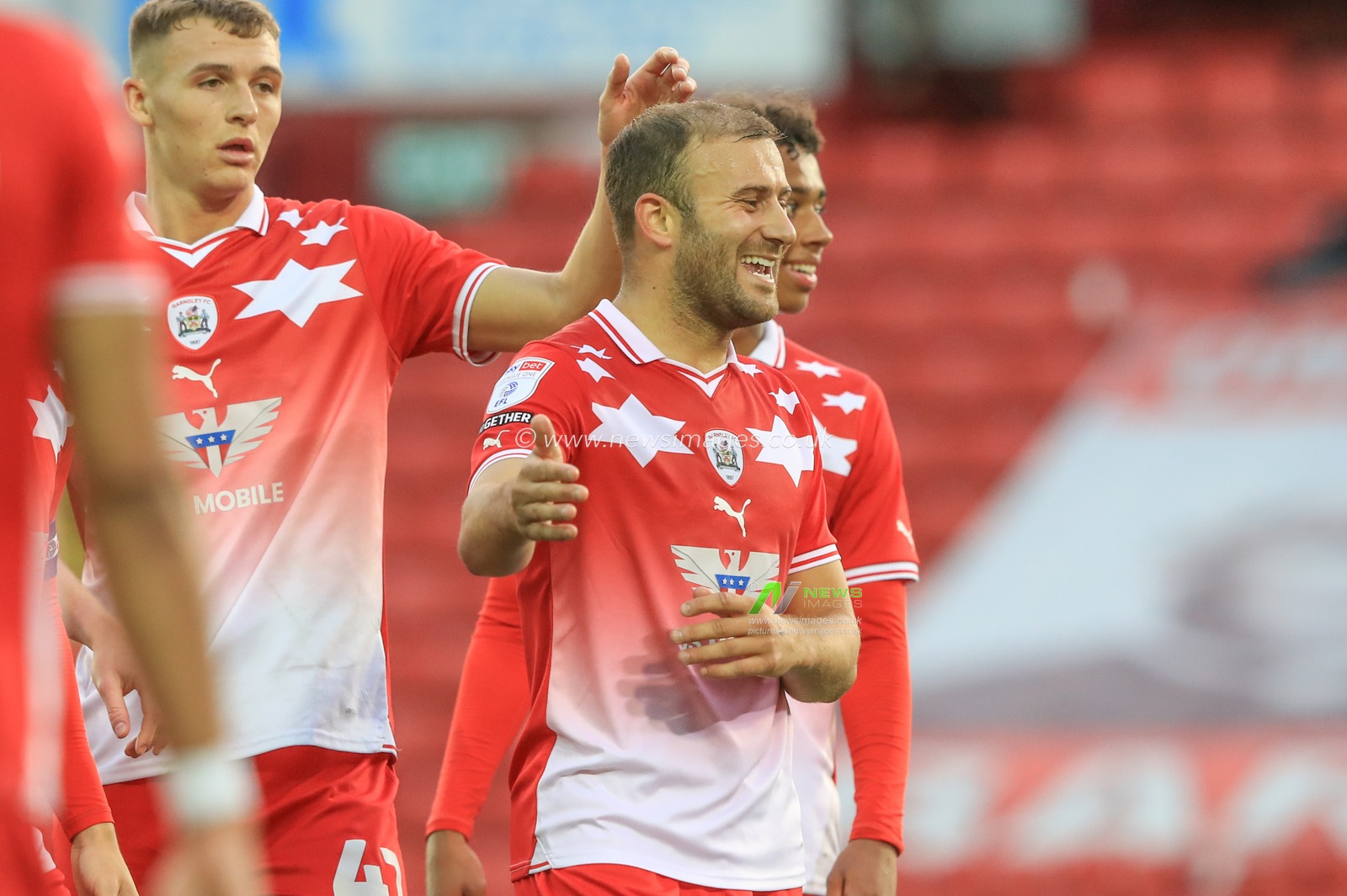 Herbie Kane #8 of Barnsley celebrates his goal to make it 1-1 during the Carabao Cup match Barnsley vs Tranmere Rovers at Oakwell, Barnsley, United Kingdom, 8th August 2023

(Photo by Alfie Cosgrove/News Images)
