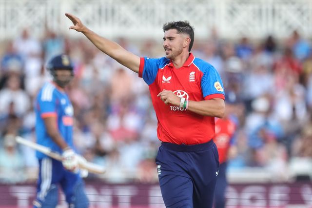 Josh Tongue of England celebrates the wicket of  Shivam Dube of India during the Third Vitality T20 International match England vs India at Trent Bridge, Nottingham, United Kingdom on 07 July 2026

(Photo by Mark Cosgrove/News Images)