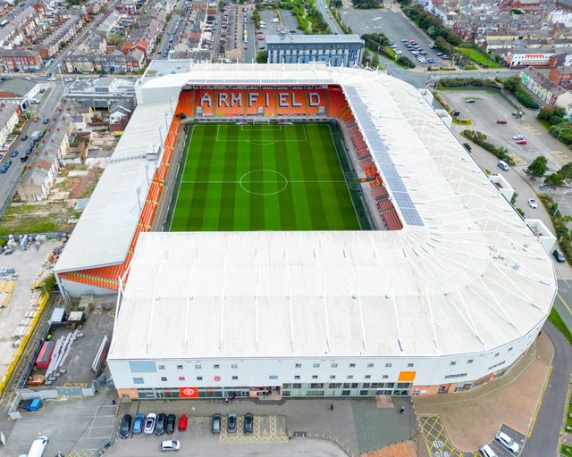 General and aerial ground views of Bloomfield Road, home ground for Blackpool Football Club, prior to the Sky Bet League 1 match Blackpool vs Luton Town at Bloomfield Road, Blackpool, United Kingdom, 30th September 2025

(Photo by Adam Gee/News Images)