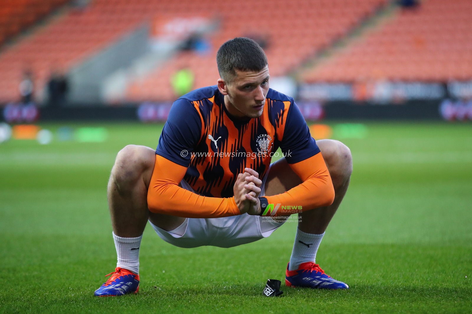 Oliver Casey of Blackpool during the pre-game warm up ahead of the Carabao Cup match Blackpool vs Sheffield Wednesday at Bloomfield Road, Blackpool, United Kingdom, 17th September 2024

(Photo by Gareth Evans/News Images)