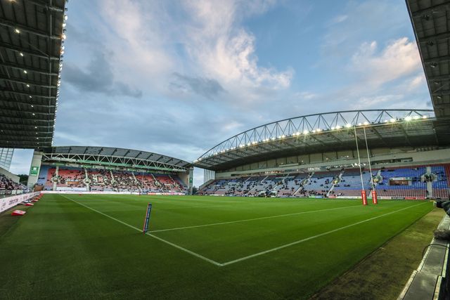 A general view of the Brick Community Stadium ahead of the Betfred Super League Round 26 match Wigan Warriors vs Castleford Tigers at The Brick Community Stadium, Wigan, United Kingdom, 12th September 2025

(Photo by Alfie Cosgrove/News Images)