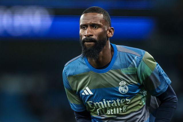 Antonio Rudiger of Real Madrid in the pregame warmup session during the UEFA Champions League last 16 second leg match Manchester City vs Real Madrid at The City of Manchester Stadium, Manchester, United Kingdom on 17 March 2026

(Photo by Mark Cosgrove/News Images)