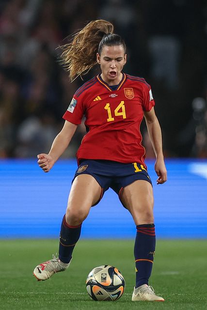 Laia Codina #14 of Spain holds the ball during the FIFA Women's World Cup 2023 Final match Spain Women vs England Women at Stadium Australia, Sydney, Australia, 20th August 2023

(Photo by Patrick Hoelscher/News Images)