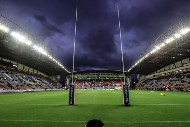 A general view of the Brick Community Stadium ahead of the Betfred Super League Semi Final 1 match Wigan Warriors vs Leigh Leopards at The Brick Community Stadium, Wigan, United Kingdom, 3rd October 2025

(Photo by Alfie Cosgrove/News Images)