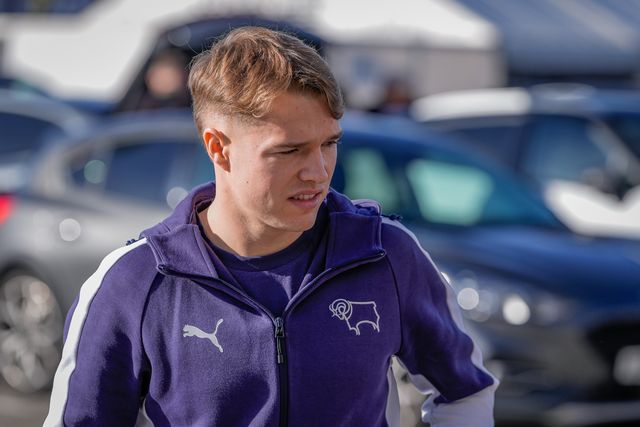 Liam Thompson of Derby County arrives at the stadium prior to kick off during the Sky Bet Championship match Derby County vs Swansea City at Pride Park Stadium, Derby, United Kingdom on 14 February 2026

(Photo by Maynard Manyowa/News Images)