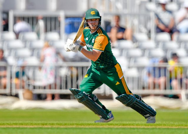 Freddie MCCANN of Nottingham Outlaws batting during the Royal London One-day Cup match Nottinghamshire vs Essex at Trent Bridge, Nottingham, United Kingdom, 11th August 2024

(Photo by Mark Dunn/News Images)