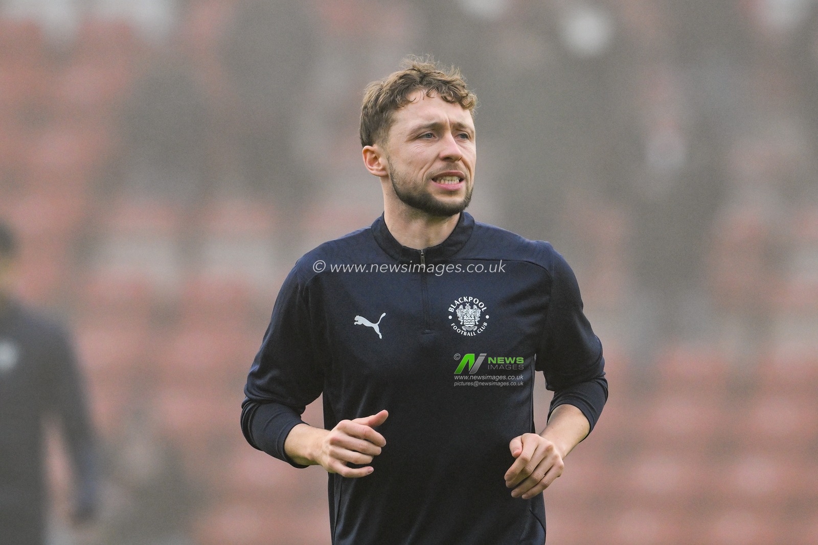 Matthew Pennington of Blackpool during the pre-game warmup ahead of the Sky Bet League 1 match Wrexham vs Blackpool at SToK Cae Ras, Wrexham, United Kingdom, 26th December 2024

(Photo by Craig Thomas/News Images)