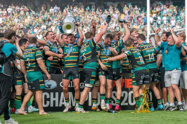 Northampton Saints celebrate winning he Gallagher PREM Final match Northampton Saints vs Exeter Chiefs at Allianz Stadium, Twickenham, United Kingdom on 20 June 2026.

(Photo by Alex Williamson/News Images)