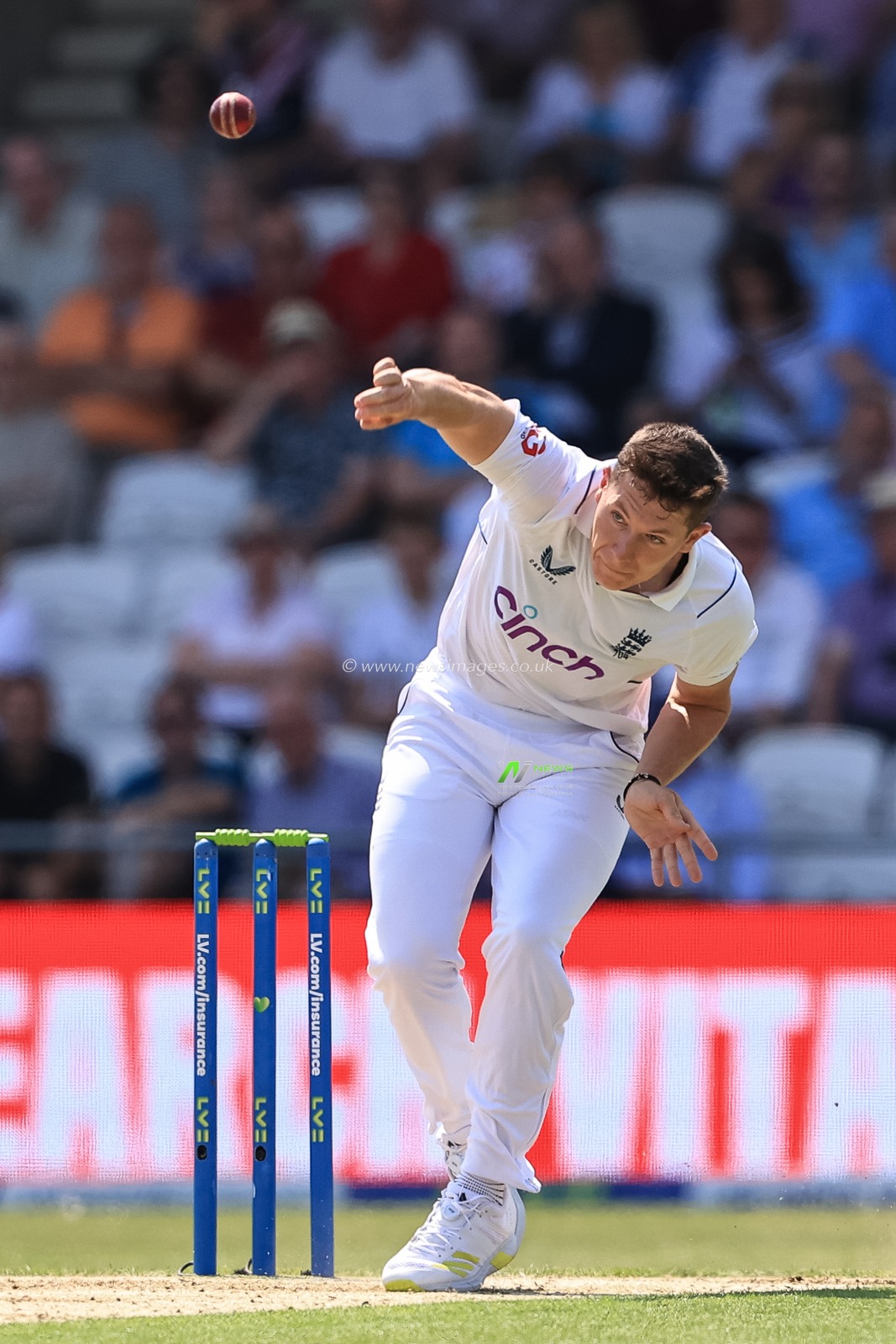 Matthew Potts of England delivers the ball