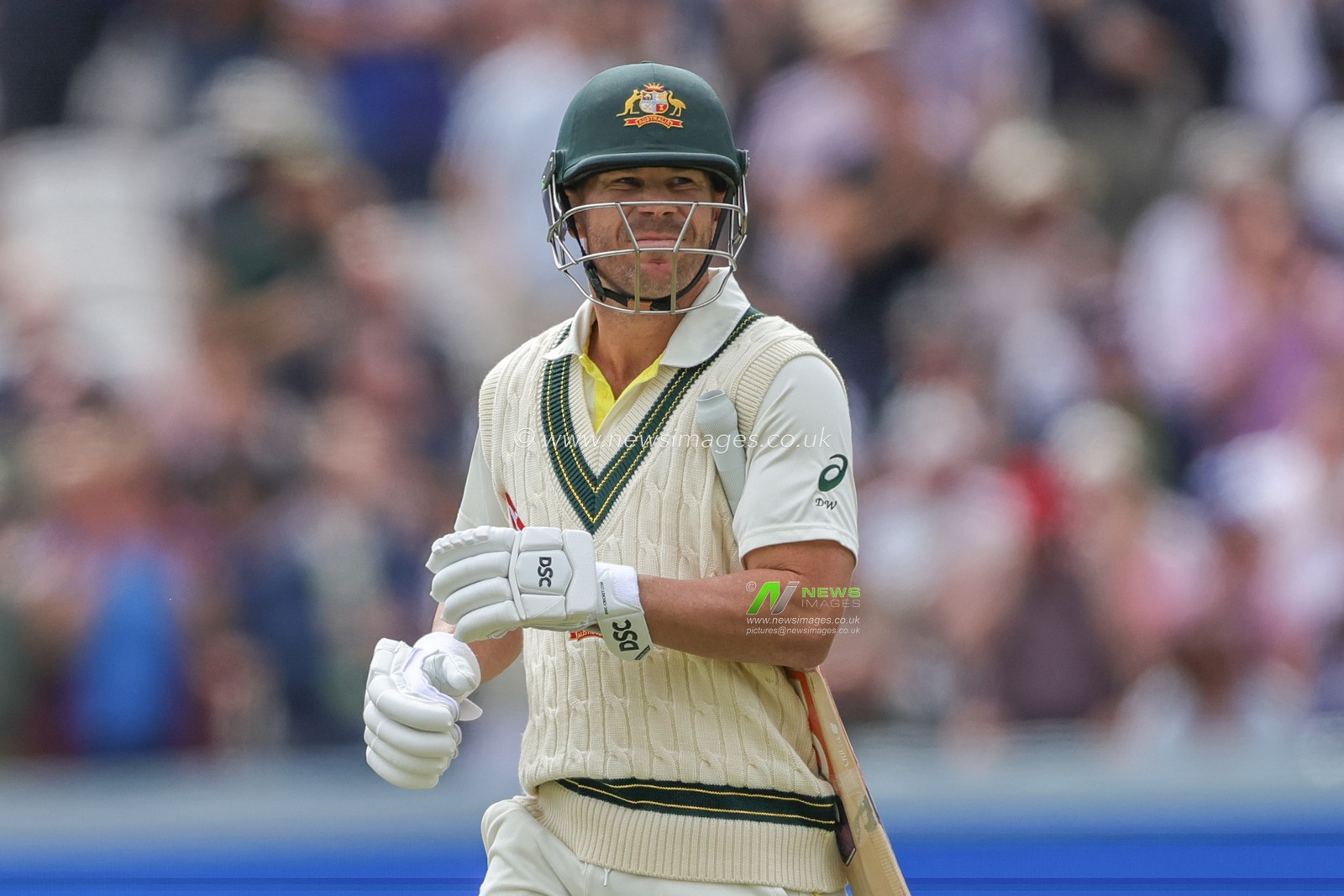A dejected David Warner of Australia leaves the field of play after being dismissed by Zak Crawley of England during the LV= Insurance Ashes Third Test Series Day 1 England v Australia at Headingley Stadium, Leeds, United Kingdom, 6th July 2023

(Photo by Mark Cosgrove/News Images)
