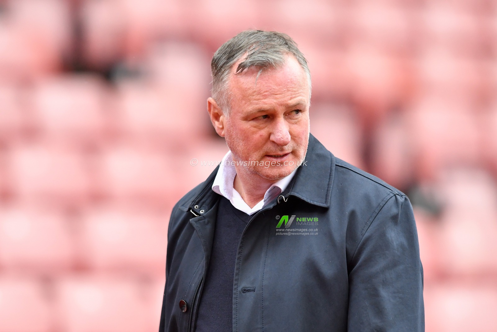 Michael O'Neill manager of Stoke City leaves the pitch at the end of the game after his side drew 1-1 with Birmingham City