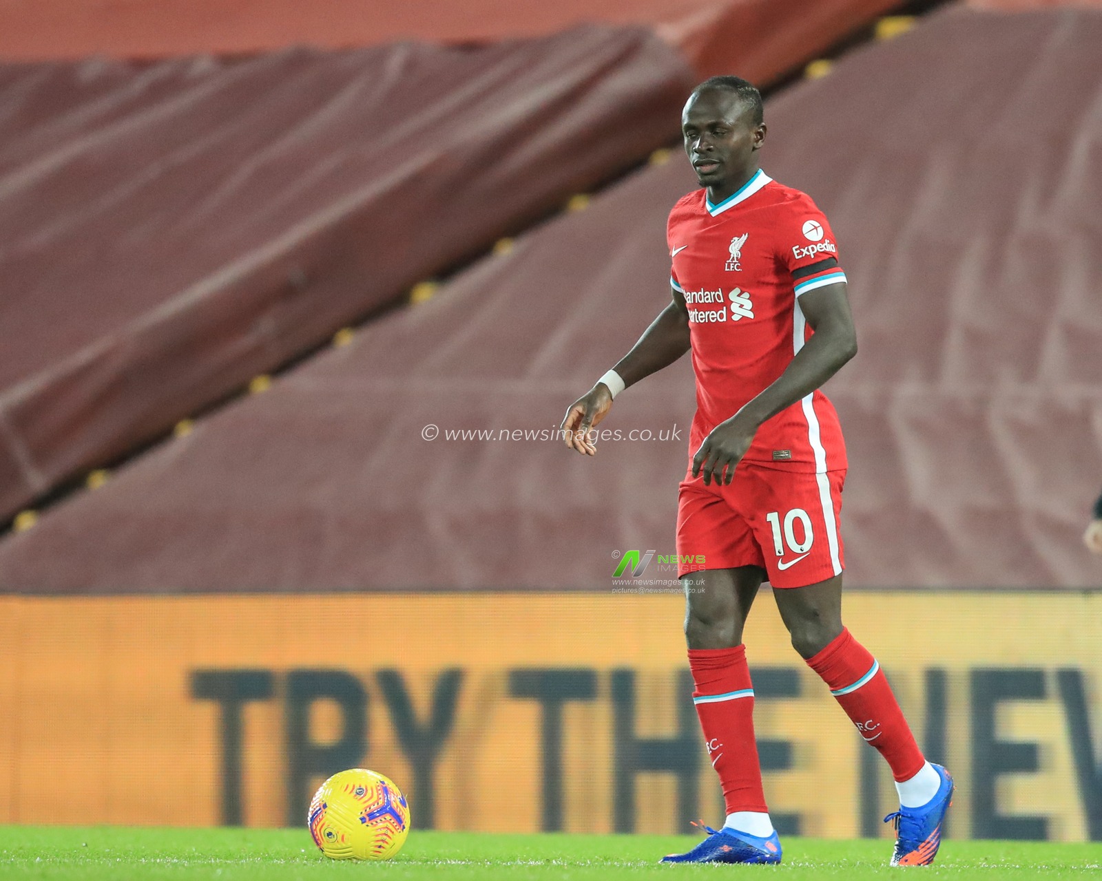 Sadio Mane #10 of Liverpool in action during the game