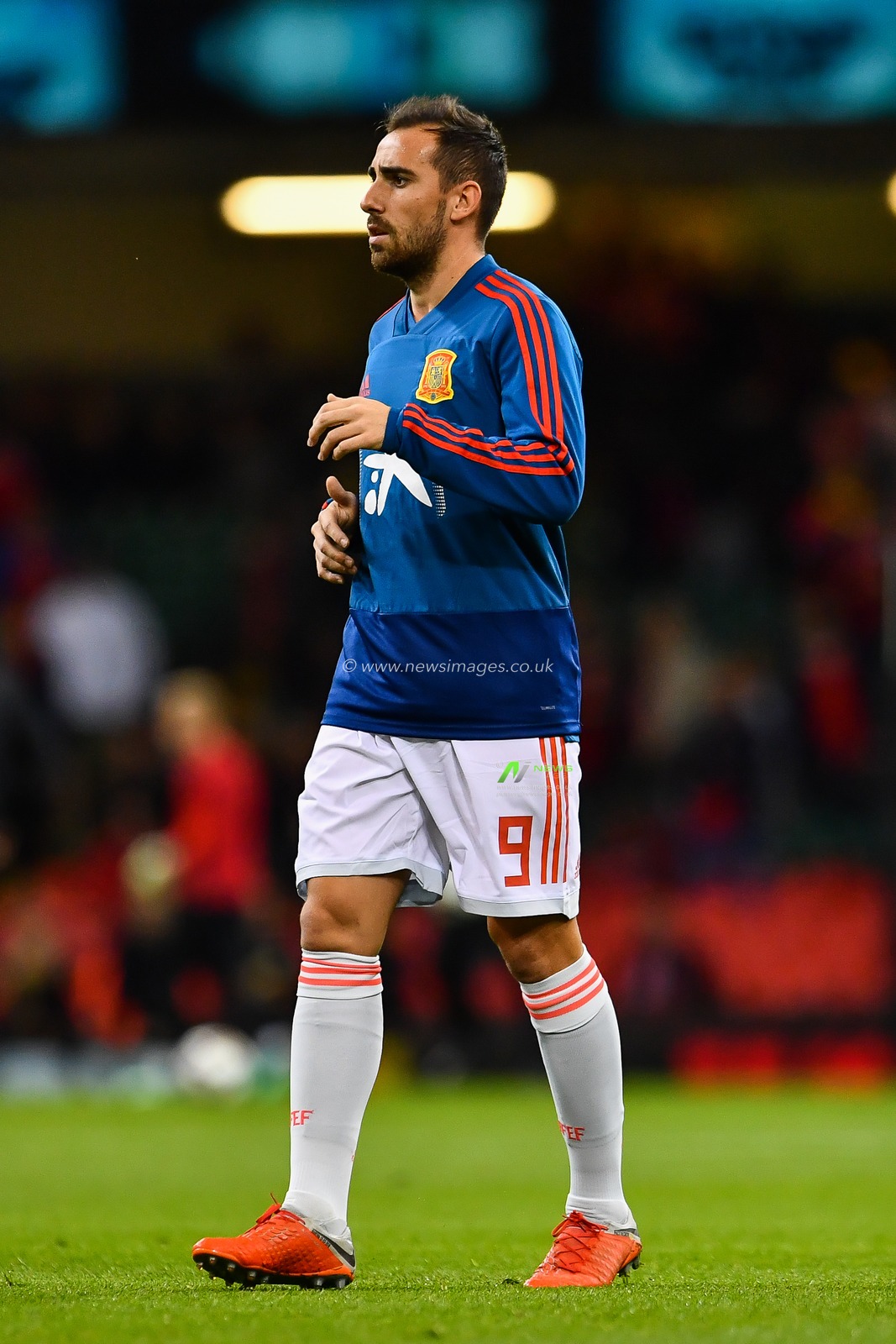 11th October 2018 , Principality Stadium, Cardiff, Wales ; International friendly, Wales v Spain ; Paco Alcacer  of Spain during the pre-match warm-up 

Credit: Craig Thomas/News Images