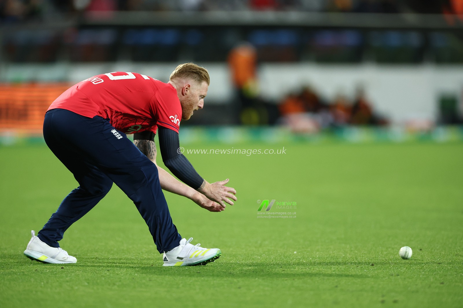 Ben Stokes of England  fields the ball during the Dettol T20I Series 2 of 3 match Australia vs England at Manuka Oval, Canberra, Australia, 12th October 2022

(Photo by Patrick Hoelscher/News Images)