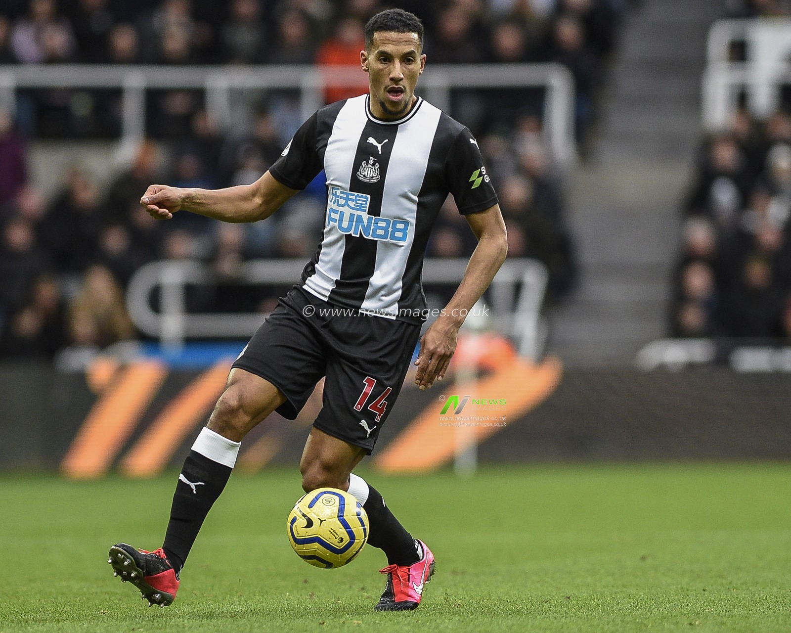 1st February 2020, St. James's Park, Newcastle, England; Premier League, Newcastle United v Norwich City : Isaac Hayden (14) of Newcastle United in action