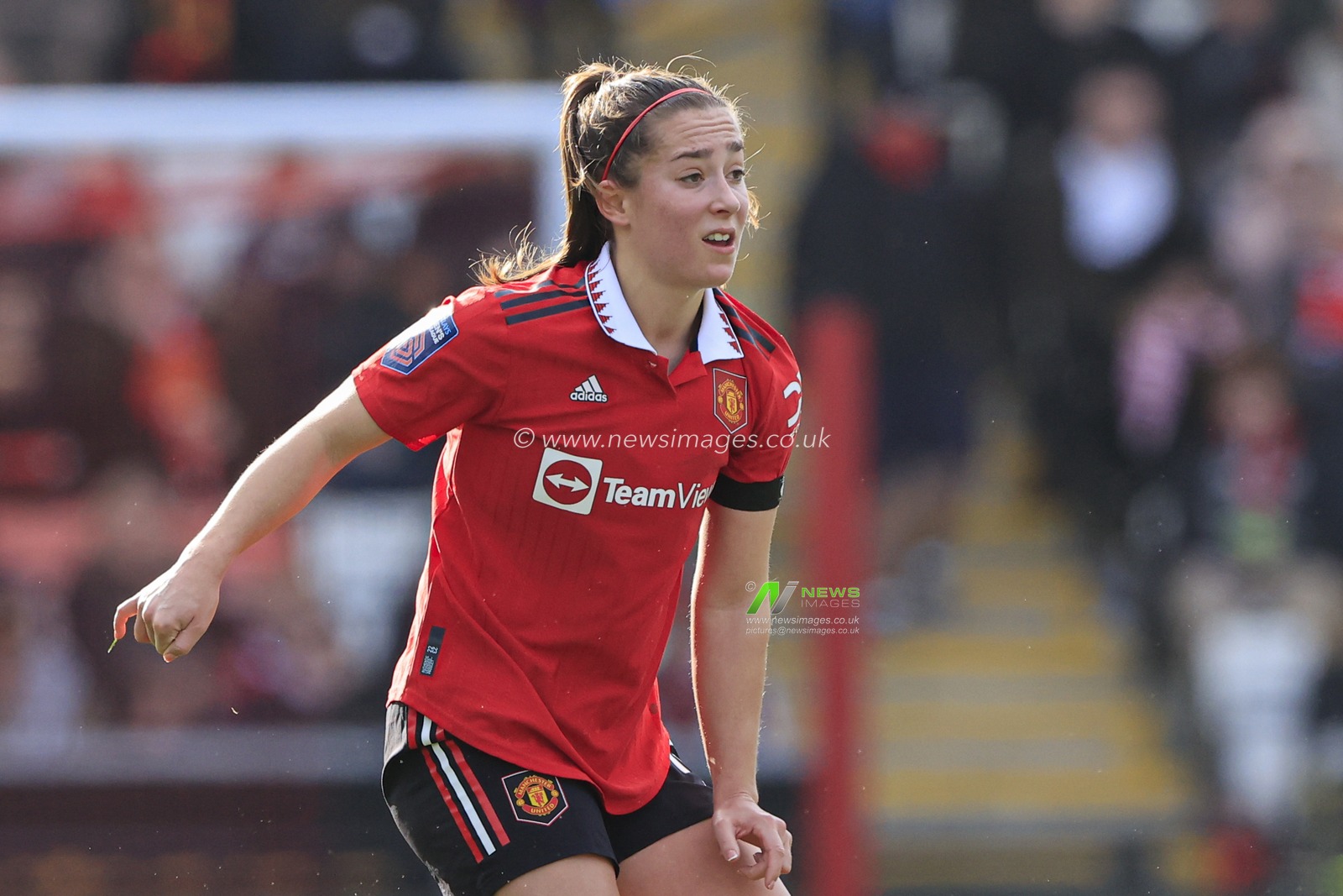 Maya Le Tissier #15 of Manchester United in action during the The FA Women's Super League match Manchester United Women vs Everton Women at Leigh Sports Village, Leigh, United Kingdom, 5th February 2023

(Photo by Conor Molloy/News Images)