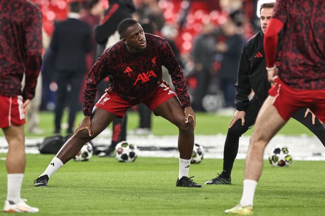 Ibrahima Konate of Liverpool in the pregame warmup session during the UEFA Champions League last 16 second leg match Liverpool vs Galatasaray at Anfield, Liverpool, United Kingdom on 18 March 2026

(Photo by Alfie Cosgrove/News Images)