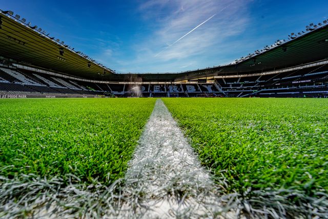 A general view of the pitch and stands during the Sky Bet Championship match Derby County vs Stoke City at Pride Park Stadium, Derby, United Kingdom on 06 April 2026

(Photo by Maynard Manyowa/News Images)