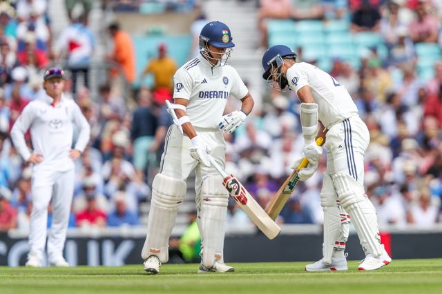 Yashasvi Jaiswaland and Akash Deep of India in action during the 5th Rothesay Test Match Day 3 England vs India at The Kia Oval, London, United Kingdom, 2nd August 2025

(Photo by Izzy Poles/News Images)
