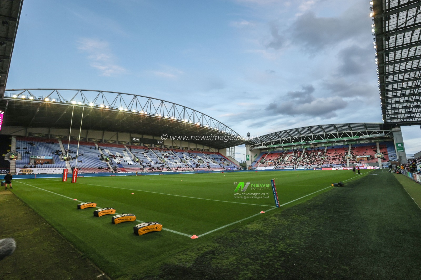 A general view of the Brick Community Stadium ahead of the Betfred Super League Round 26 match Wigan Warriors vs Castleford Tigers at The Brick Community Stadium, Wigan, United Kingdom, 12th September 2025

(Photo by Alfie Cosgrove/News Images)