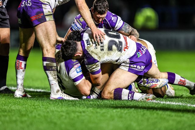 Toafofoa Sipley of Warrington Wolves goes over for a try during the Betfred Super League Round 3 match Warrington Wolves vs Wakefield Trinity at The Halliwell Jones Stadium, Warrington, United Kingdom on 28 February 2026

(Photo by Alfie Cosgrove/News Images)