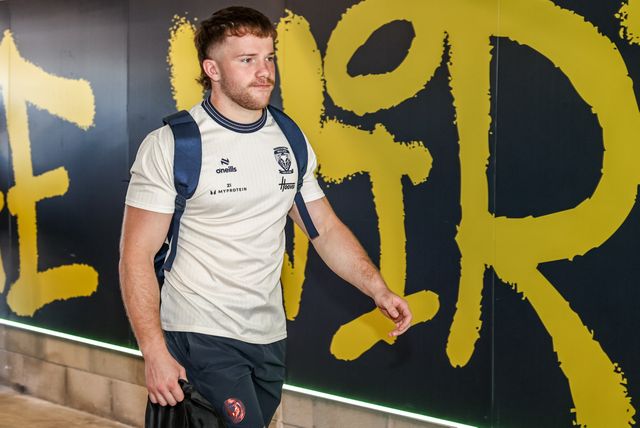 Luke Thomas of Warrington Wolves arrives during the Betfred Super League round 12 match Warrington Wolves vs Bradford Bulls at The Halliwell Jones Stadium, Warrington, United Kingdom on 24 May 2026

(Photo by Alfie Cosgrove/News Images)
