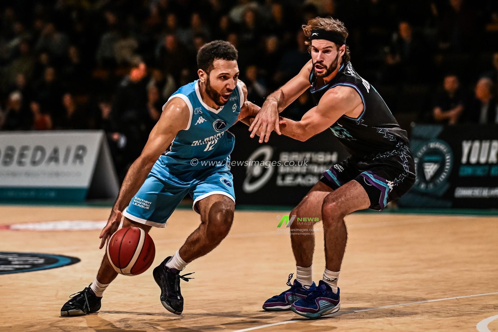 Patrick Whelan #12 of Caledonia Gladiators battles with Taylor Johnson #11 of Plymouth City Patriots during the British Basketball Championship match Plymouth City Patriots vs Caledonia Gladiators at Plymouth Pavilions, Plymouth, United Kingdom, 3rd November 2023

(Photo by Craig Thomas/News Images)