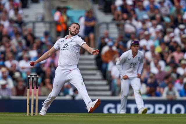 Gus Atkinson of England bowls during the 5th Rothesay Test Match Day 3 England vs India at The Kia Oval, London, United Kingdom, 2nd August 2025

(Photo by Izzy Poles/News Images)