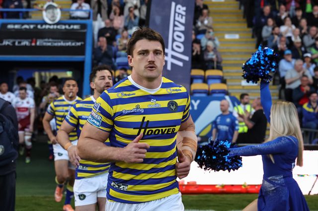 Liam Byrne of Warrington Wolves during the Betfred Super League round 9 match Warrington Wolves vs Wigan Warriors at The Halliwell Jones Stadium, Warrington, United Kingdom on 24 April 2026

(Photo by Mark Cosgrove/News Images)