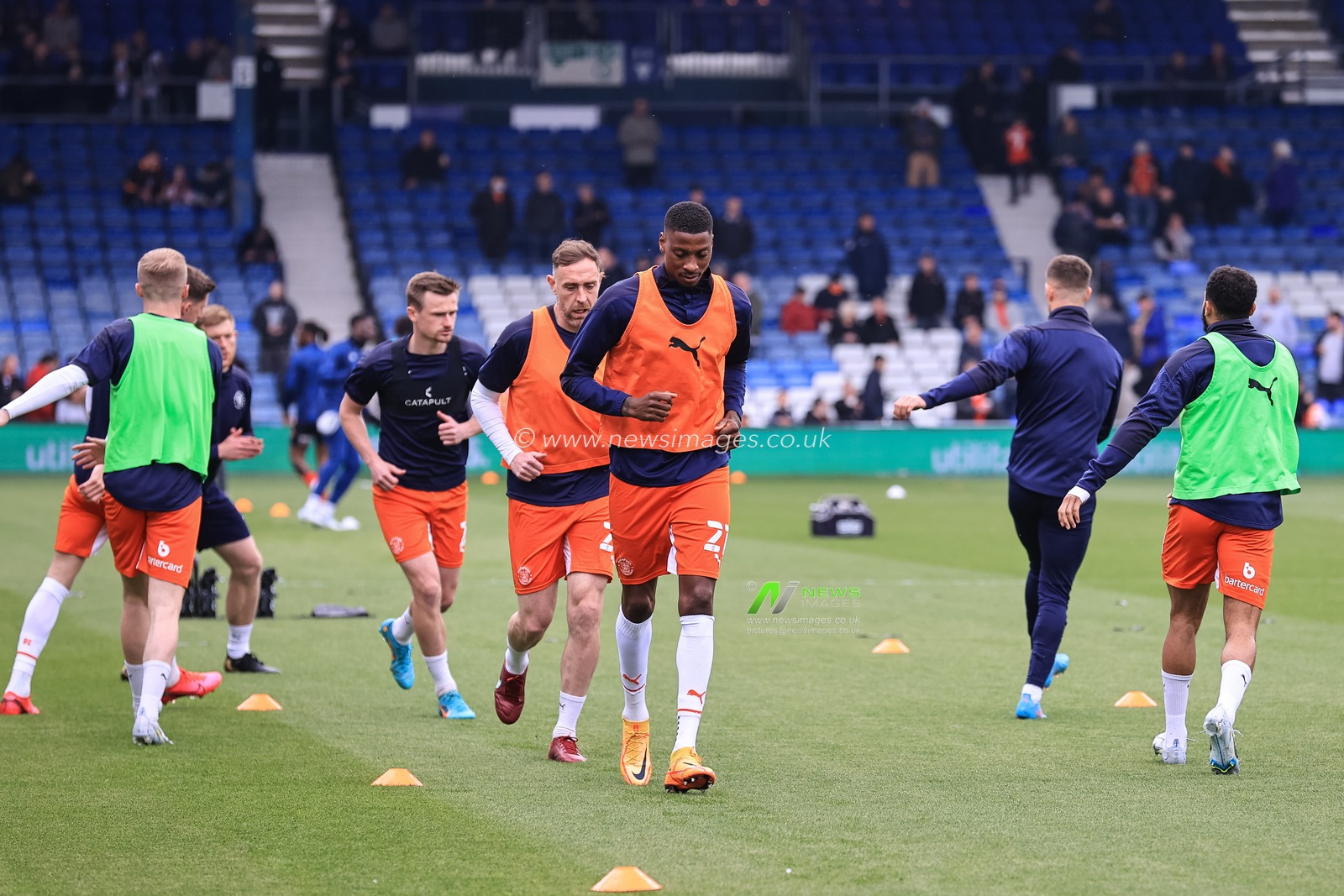Marvin Ekpiteta #21 of Blackpool during the pre-game warmup