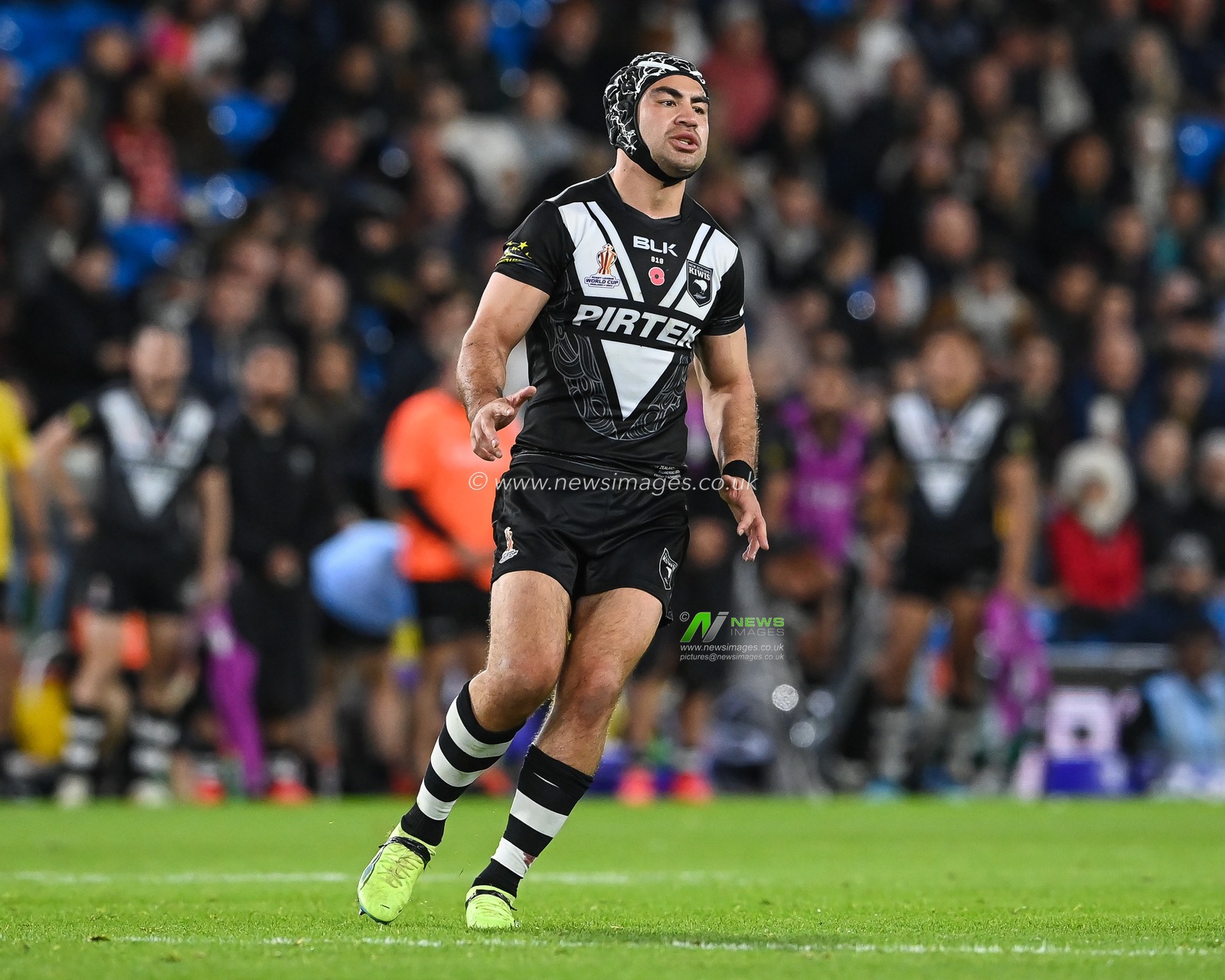 Jahrome Hughes of New Zealand during the Rugby League World Cup 2021 Semi Final match Australia vs New Zealand at Elland Road, Leeds, United Kingdom, 11th November 2022

(Photo by Craig Thomas/News Images)