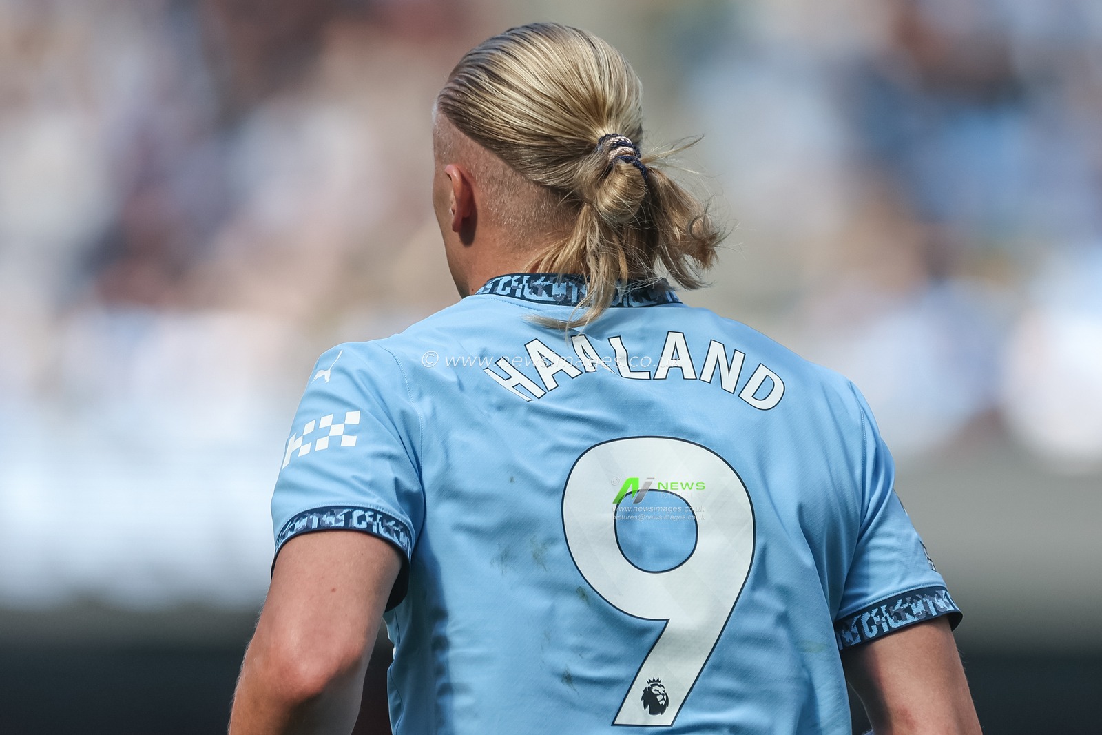 The shirt back of Erling Haaland of Manchester City during the Premier League match Manchester City vs Ipswich Town at Etihad Stadium, Manchester, United Kingdom, 24th August 2024

(Photo by Mark Cosgrove/News Images)