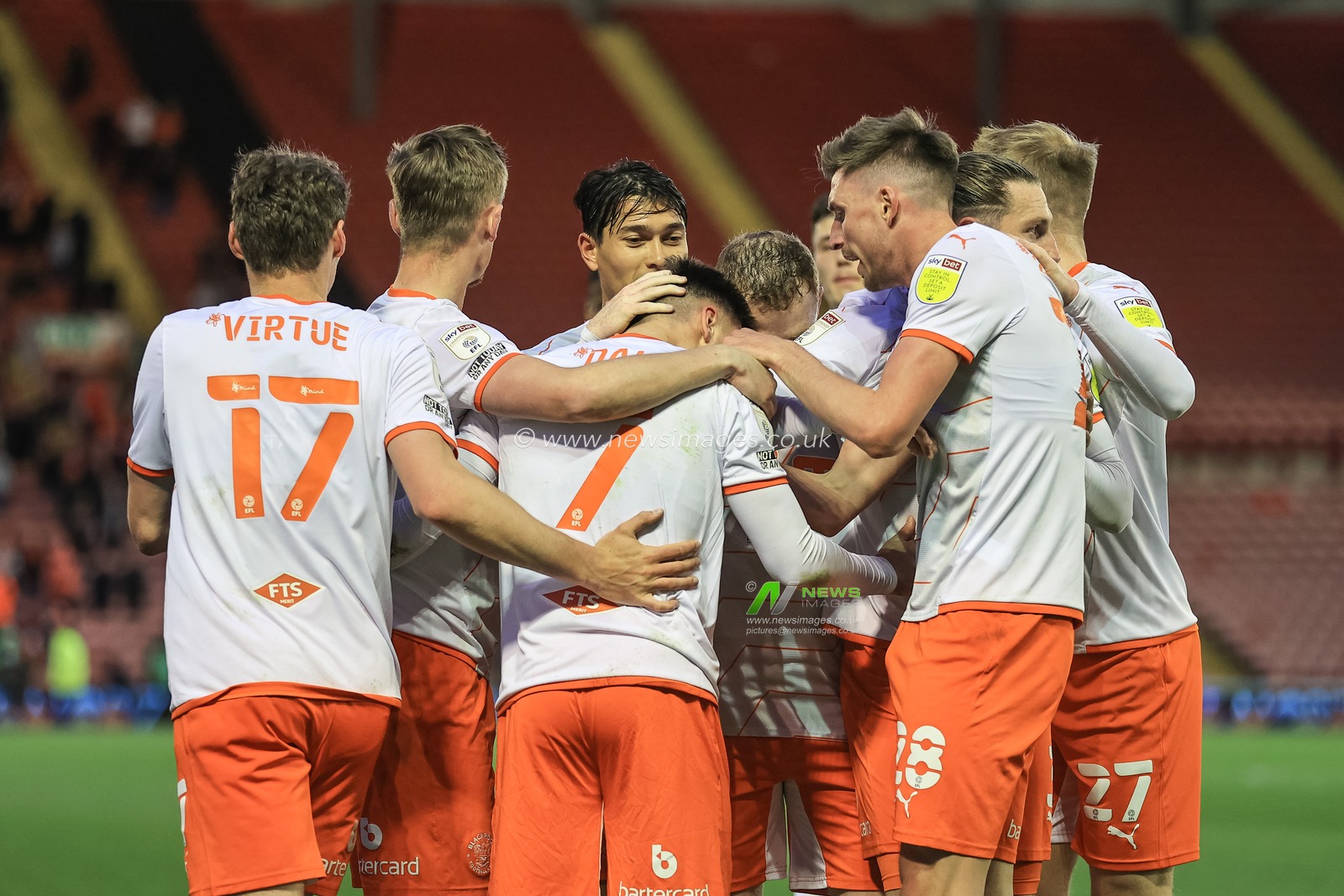 Owen Dale #7 of Blackpool celebrates his goal to make it 0-1